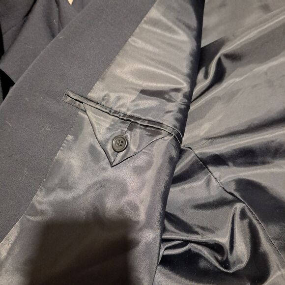 Chaps Blazer Men's Size 44L Blue Navy Wool Blend Two Button Gold Buttons - Picture 16 of 16